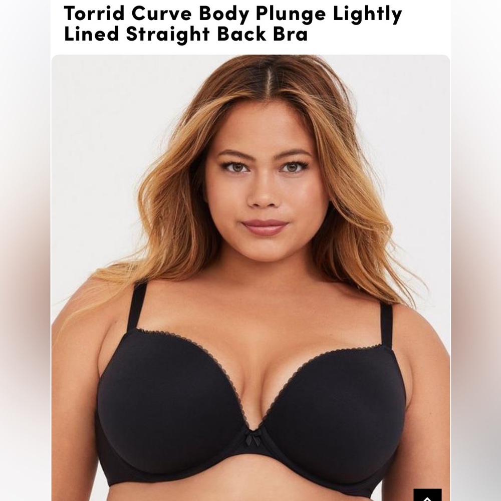 Torrid 44 DD plunge lightly lined black bra